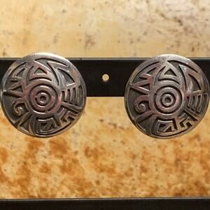 Phyllis Woods Designer Earrings Sterling Silver Abstract Circular Studs